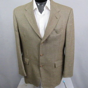 Hart Schaffner‎ & Marx Mens Sport Coat 42R Tan Birdseye 3 Button Single